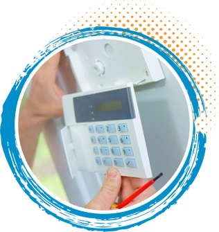 Person repairing a thermostat with a screwdriver, emphasizing HVAC maintenance and repair services.