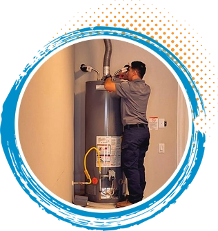 Technician installing a heating system, focusing on precision and care, with visible tools and equipment in a residential setting.
