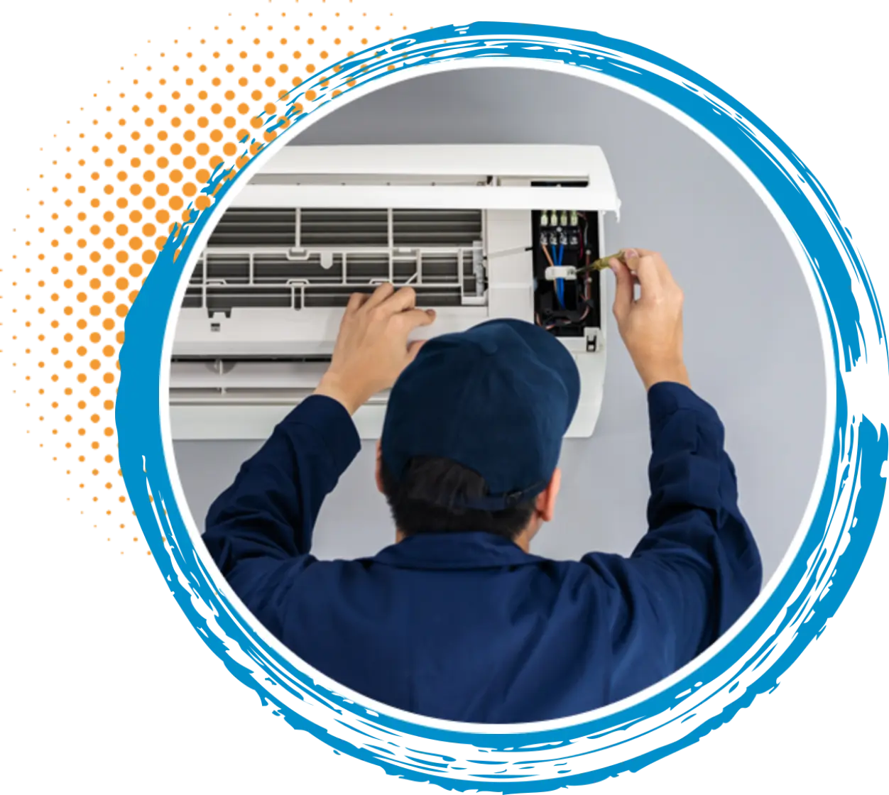 Technician performing maintenance on an air conditioning unit, ensuring optimal performance and efficiency for cooling systems in Conroe, Texas.