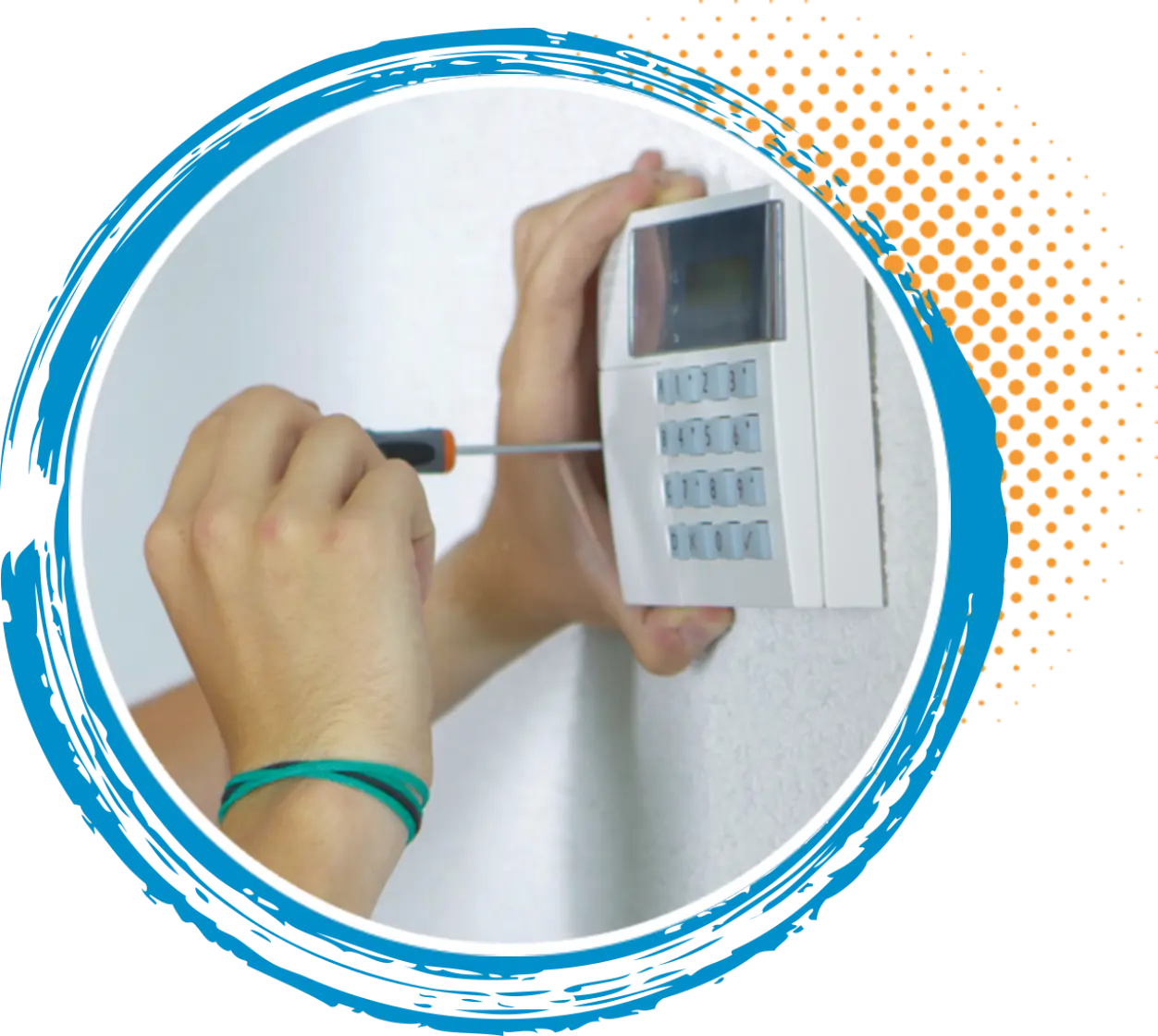 Person installing a thermostat on a wall, using a screwdriver, emphasizing HVAC system upgrades for improved climate control and energy efficiency in Conroe.