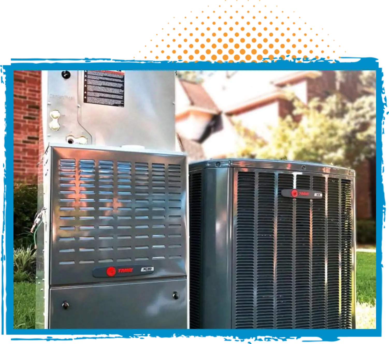 New air conditioning unit installed outdoors, showcasing Turbo Home Services branding, emphasizing reliable cooling performance and energy efficiency.